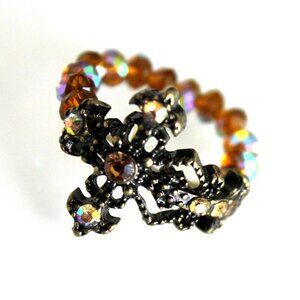 Crystal Bead Cross Stretch Ring 7-10